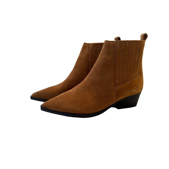 Marc Fisher Yarita Brown Suede Ankle Bootie Size 6M Western Point Toe NWOB - Picture 2 of 10